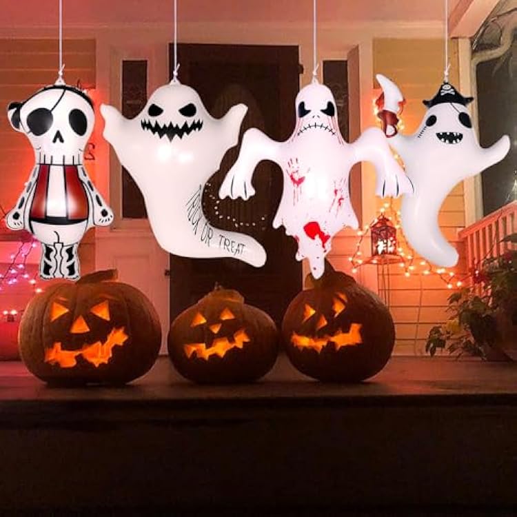 Inflatable Halloween Decorations, Scary Halloween Decorations mall, Yard, Haunted House Scene Layout Props,Inflatable Horror Ghost,Inflatable Halloween Ghost.1 Sets=4PCS.