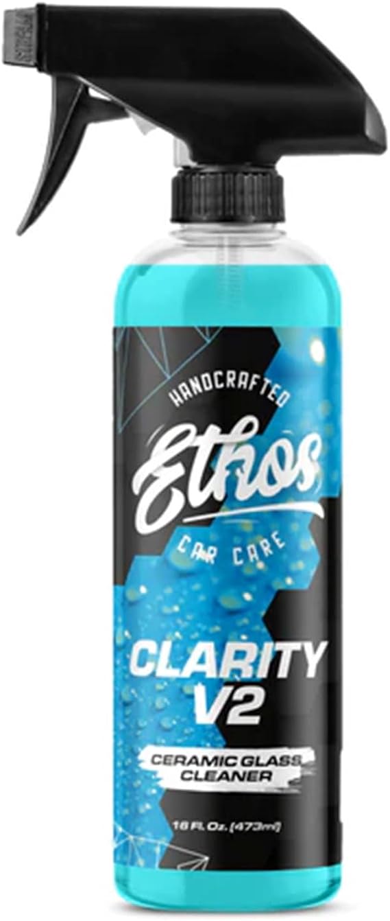 Ethos Clarity V2 Ceramic Glass Cleaner & Windshield Water Repellent | Streak-Free Auto Glass Cleaner for Car Windows, Mirrors & Tinted Glass | Hydrophobic Protection