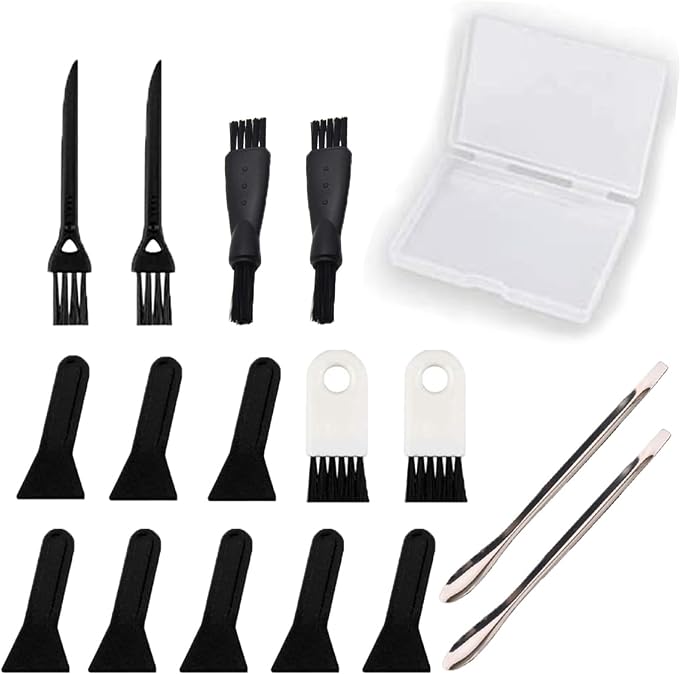 Black Scrapers, LoutLivs Brushes & Spoons Kit for Herb Grinder (Keef Scraper Brushes & Spoons Kits
