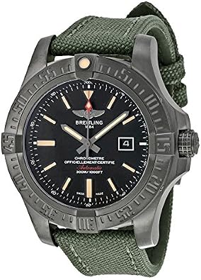 Breitling Avenger Blackbird Automatic Black Dial Green Canvas Strap Mens Watch V1731010-BD12GRFT