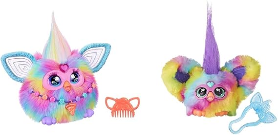 Furby Tie Dye Interactive Plush Toy & Furblets Ray-Vee Mini Electronic Plush