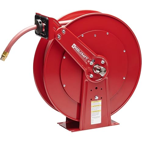 Reelcraft 83050 OLP Heavy Duty Dual Pedestal Hose Reel, 3/4" x 50', 250 Psi, Air/Water Hose Included