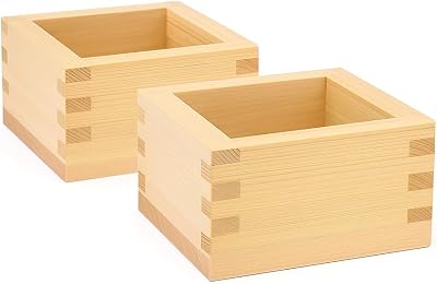 JapanBargain 3323x2, Wooden Sake Cups Masu Japanese Hinoki Wood Saki Cup Box Made in Japan, Plain, 2 ounce, Set of 2