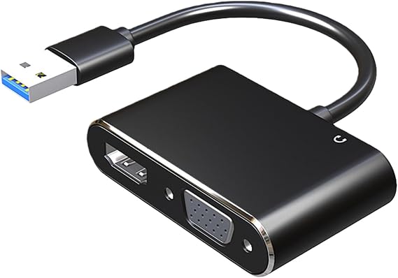 ポータブルUSB3.0ビデオコンバーター HDTV VGAダブルスクリーンディスプレイ用 1080p高解像度プラグアンドプレイダブルモニター対応