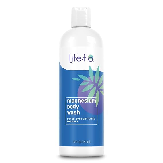 LIFE-FLO Magnesium Body Wash, Refreshing, Moisturizing Liquid Soap with Magnesium Chloride from the Zechstein Seabed, Peppermint Oil and Rosemary Oil, Not Tested on Animals, 16oz
