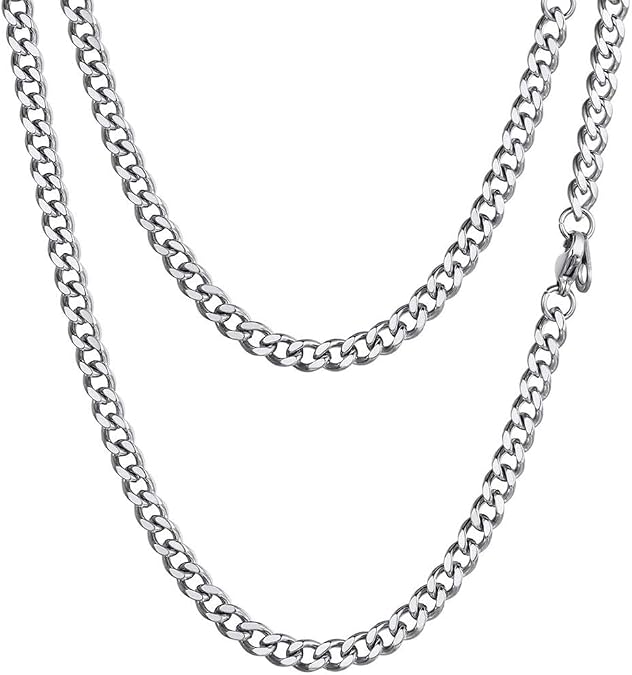 PROSTEEL Miami Cuban Chain Stainless Steel Necklace for Men | Silver/Gold PLated/Black,4.8/6/10/14mm Width,Waterpoof and Lobster Clasp Hip Hop Link Jewelry Daily Wear with Gift Box