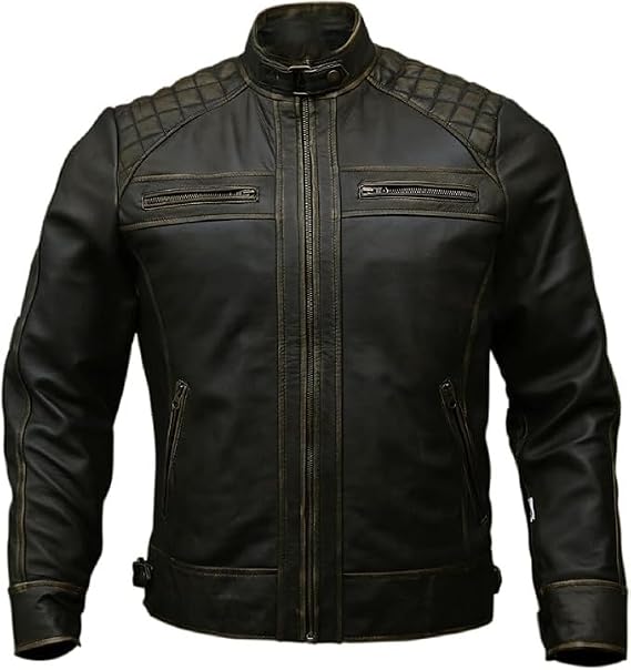 Men's Black Leather Motorcycle Jacket