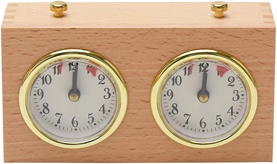 fayle Chess Clock Timer,Board Game Analog Wooden Competition Timing Tools High Accuracy Mechanical for Various Games