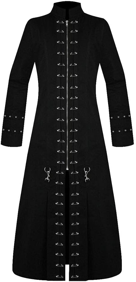Gothic Wear trench coat men gothic dress Black Hell-Raiser Medieval costume men Jacket Halloween Costume Long Coat