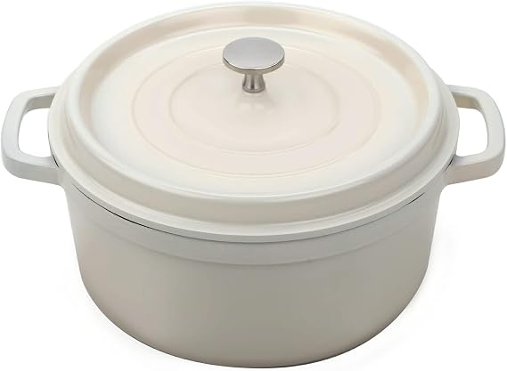 G.E.T. CA-012-AWH/BK/CC Heiss Energy-Efficient Cast Aluminum Dutch Oven, 4.5 Quart, Round, White