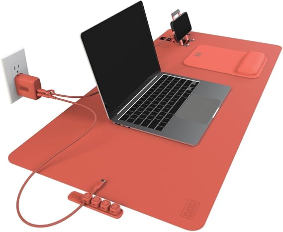 BLACK+DECKER Home Office Kit, 7 PCS Set, Desk Pad, 2-Port PD, (Coral Rose)