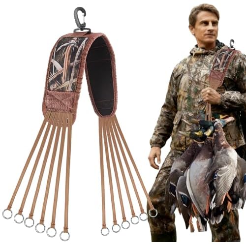 CHERAINTI Duck Lanyard Game Carrier - 12 Slip Rings Nylon Duck Strap with Neoprene Pad, Heavy-Duty Waterfowl Tote Holder for Duck, Goose, Dove, Bird and Small Game, Hunting Accessories Gifts for Men
