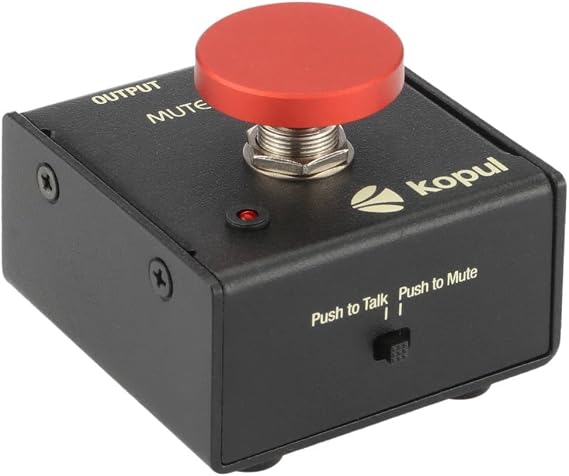 Momentary Microphone Mute/Talk Button, Push-to-Talk or Push-to-Mute | LED Indicator, XLR in/Out, Desktop or Footswitch Use, for Dynamic & Condenser Mics for Podcast, Online Meetings, Live Events