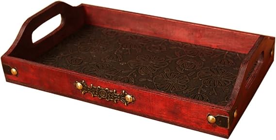 Pallets Serving Tray with Handle Rectangle Wood Butler Breakfast Tray Party Platter Decorative Tea Tray for Food Couch Dinner Living Room Bedroom Tray(Large)