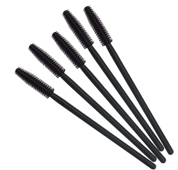 KOLIGHT Pack of 100pcs Colorful Disposable Mascara Brush Silicone Head Wands Applicator Makeup Eye Lash Brush Kits (Black)