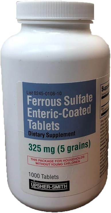 Ferrous Sulfate Enteric-Coated 325 mg 1000 Tablets