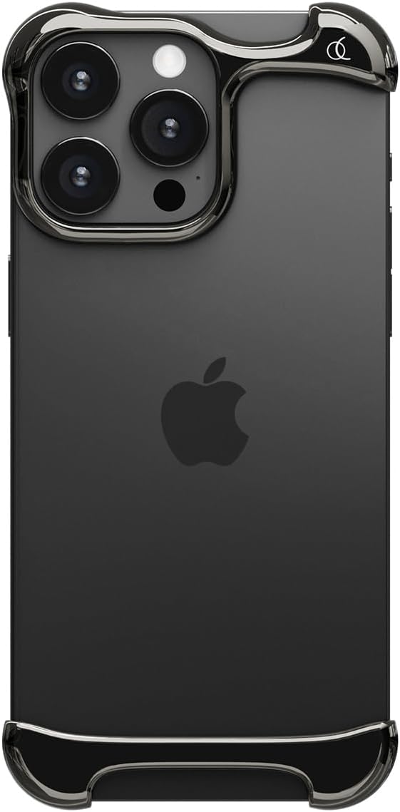 Arc Pulse for iPhone 15 Pro 2023 Minimalist Case with Shock Absorption Aviation Grade Aluminum and Elastomer Inserts Slide-on Design 6.1 Inch Titanium Gray