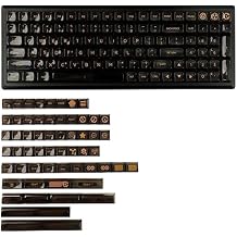 155 Crystal Backlit Keycaps Black Virtual War MDA Profile Shine Through PC for MX Mechanical Keyboard 96 87 84 80 75 68 64 Split