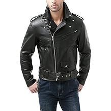 BGSD Men Classic Cowhide Leather Motorcycle Jacket (Also available in Big and Tall)