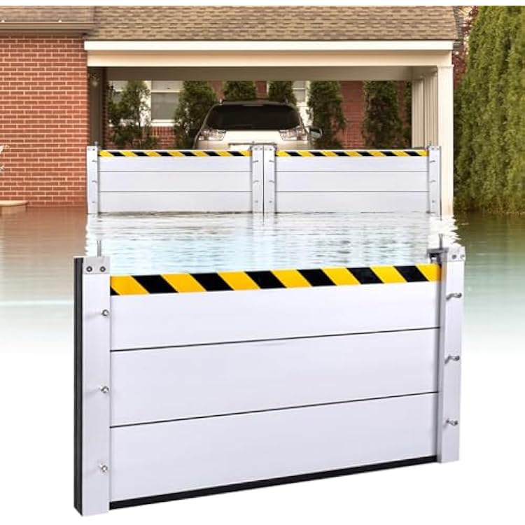 Flood Barriers, Flood Prevention Barrier for Home Exterior, Reusable Detachable Aluminum Alloy Water Barriers Fence for Garage Door, Quick Water Baffles for Gate Entrance BasementH15.7inch 1FT