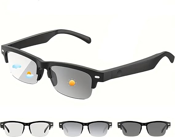 Bluetooth Smart Glasses with Photochromic Lenses & Open Ear Speakers