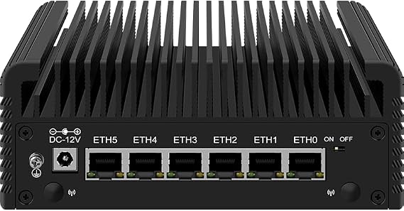 CWWK Fanless Mini PC Intel N Series-N100(4C/4T up to 3.4GHz) Low Power Processor, DDR5, 6x2.5GbE Intel I226V, 4K Display Outputs,M.2 NVMe, SATA3.0, 5 USB Ports, Firewall Router (N100-6L Barebone)