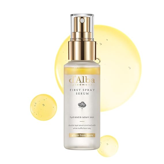 d'alba Piedmont Italian White Truffle First Spray Serum (1.69 fl oz) | Vegan Skin Care, Hydrating Face Moisturizer, Cakey Makeup Fix, Glow Serum for Radiant Skin, Non Comedogenic, Korean skincare