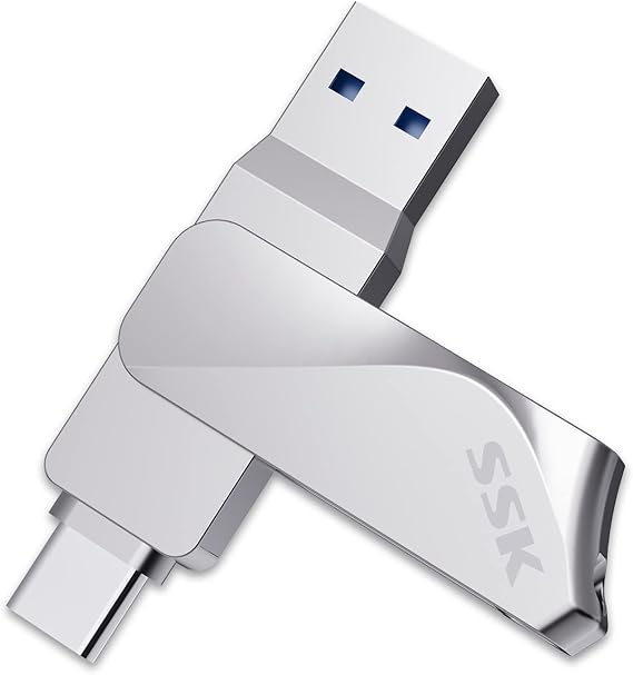 SSK 64GB USB 3.2 Flash Thumb Drive up to 200MB/s Dual USB A+C Memory Stick