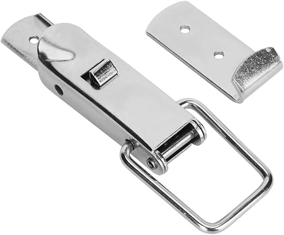 Angle Latch, Stainless Steel Corner Latch with Keyhole, Tool Box Hood Clasp Buckle Lock Latch with Screws for Case Box Closet