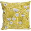 Scandinavian Style 100% Cotton Cushion Cover. Bold Ochre Yellow and GreyBlack Geometric Floral Design. 17" x 17" Square Decorative Scatter Pillowcase