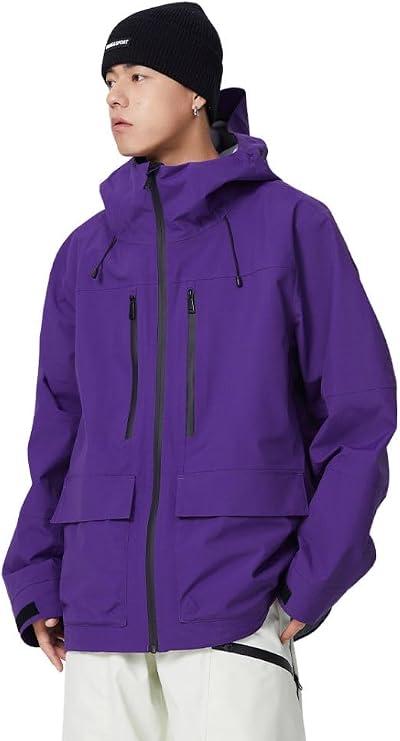 Ski Jacket for Men Women 3L Snowboard Coat with Hood Outdoor Zip Snow Ski Jackets