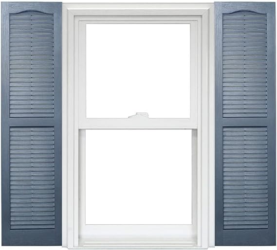 Homeside Open Louver Vinyl Shutters (1 Pair) - 14-1/2 Inch x 43 Inch - 033 Blue - Premium Exterior Vinyl | Classic Slatted Design | Fade-Resistant Color-Through | Easy Installation | Made in USA
