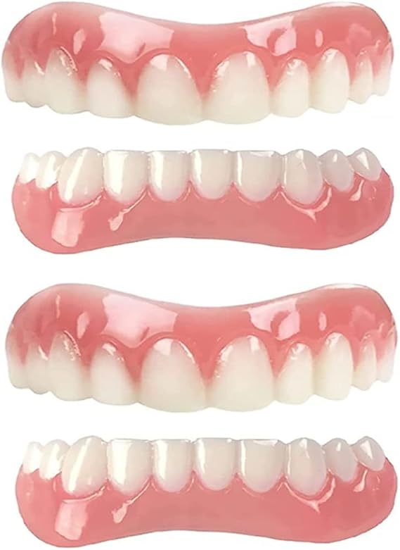 Clip in Veneers Teeth, 2 Pairs Snap On Veneers Teeth, Dentures False Teeth, Veneers Teeth, Clip On Veneers, Clip On Veneers Top and Bottom, for Men Women