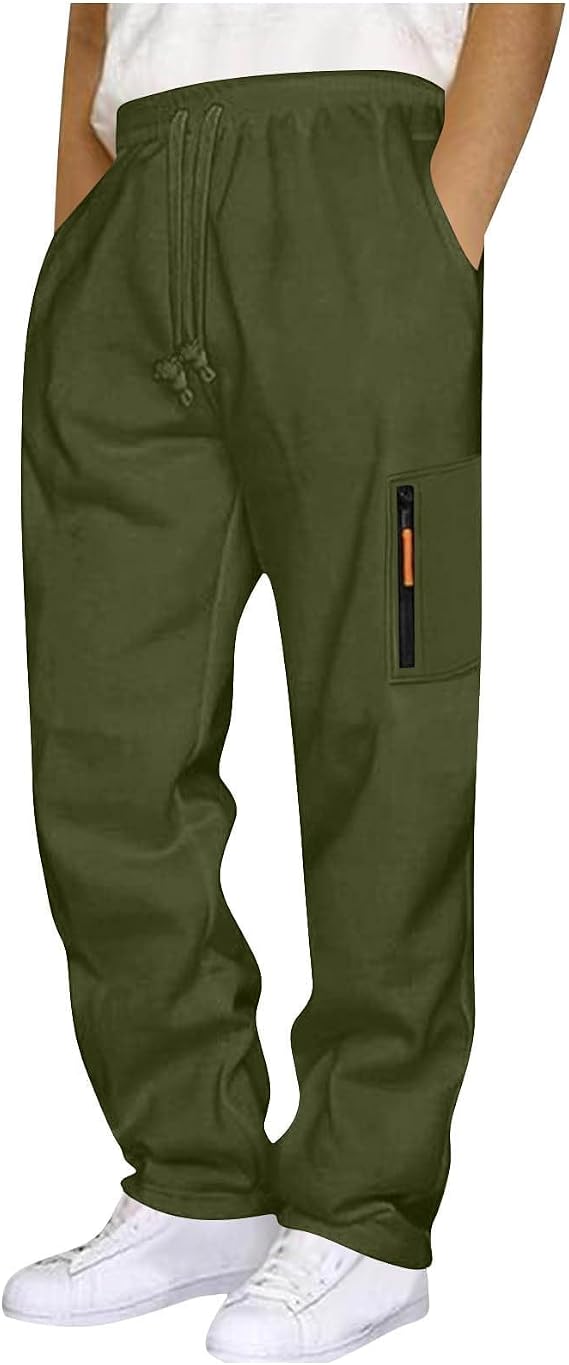Mens Jogger Pants Solid Sweatpants Drawstring Camping Elastic Waist Work Run Tapered Athletic Stretch Pants