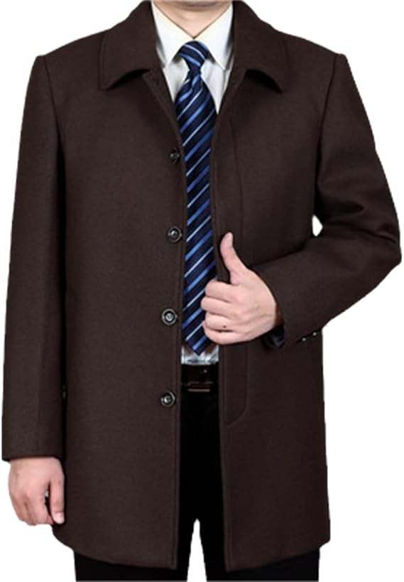 Spring and Autumn Woolen Men's Coats Turn-Down Collar Casual Wool Men Middle Long Wool & Blend Jacket