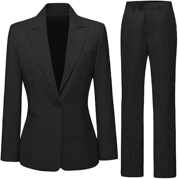 2 PC Women Business Suit for Work One Button Blazer Pants Prom Suit Formal Outfit