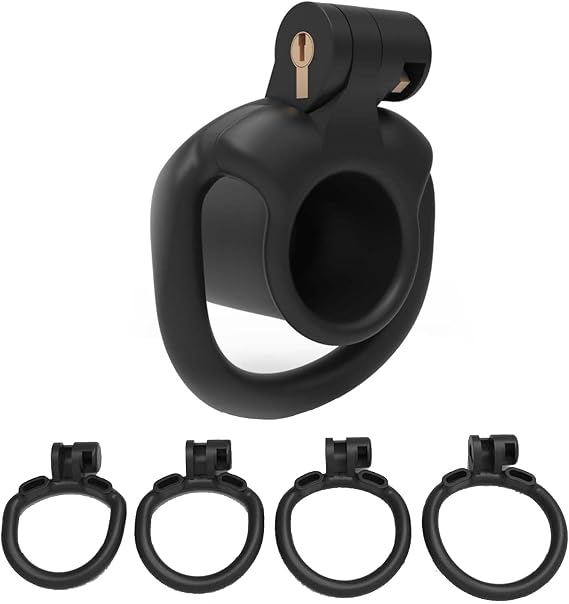 Inverted Protective Cage, Male Fitness Accessories with 4 Rings, Lightweight Breathable Invisible Set -A63CCUS (Black, Short:A)