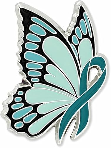 PinMart Teal Awareness Enamel Silver Lapel Pin