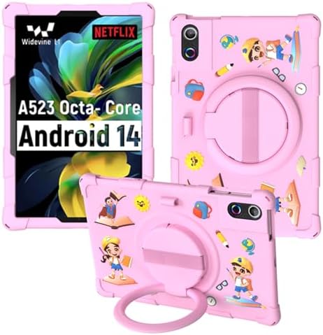 Case for ROWT A10 10.1 inch Tablet, Kids Friendly Soft Silicone Adjustable Rotating Stand Cover for Jeazans Jzpad-A10L 10.1 inch Tablets Pink