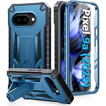 FNTCASE for Google Pixel 9A Case: Military Grade Drop Proof Protection Mobile Cover with Kickstand | Matte Textured Rugged Shockproof TPU | Protective Sturdy Phone Case - Blue