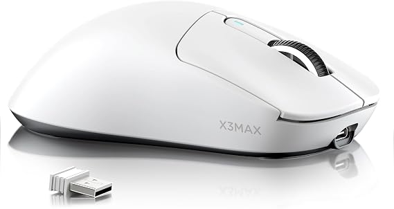 MAMBASNAKE Attack SHAKR X3MAX Wireless Gaming Mouse,PixArt PAW3950 42000 DPI,49g Ultralight Tri-Mode(BT5.4/2.4GHz/Wired), 1K Polling Rate Programmable Computer Mice for PC/MAC/Win - White