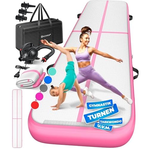 KESSER Gym Mat Inflatable Airtrack Fitness Mat Gymnastics Mat Includes Carry Bag & Electric Air Pump Yoga Mat Tumbling Mats Training Mat