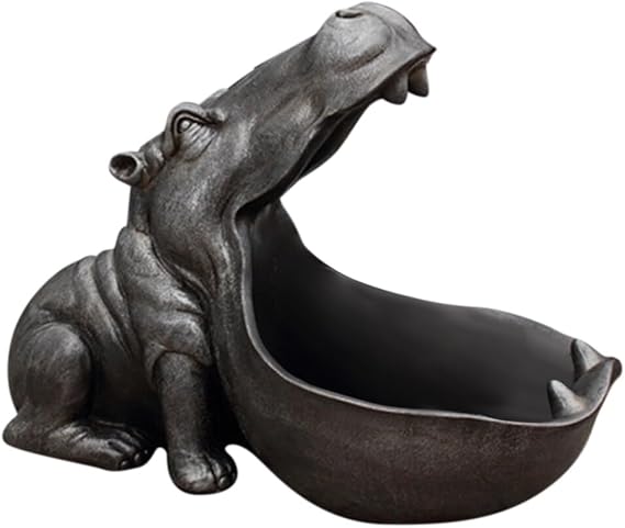 PHEZEN Hippo Statue Decorative Tray, Large Capacity Key Bowl, Jewelry Tray, Candy Dish