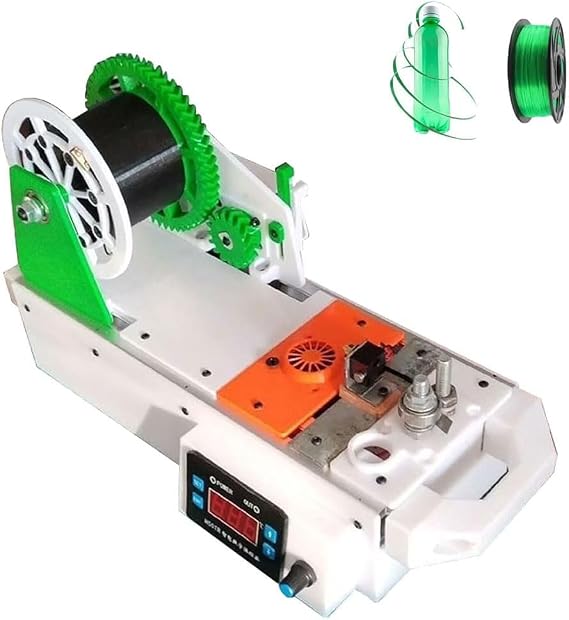 3D Recycled PET Filament Maker, 3D Printer Extruders w/Digital Display, Temperature&Speed Adjustable, Desktop Filament Maker for Families (Green)