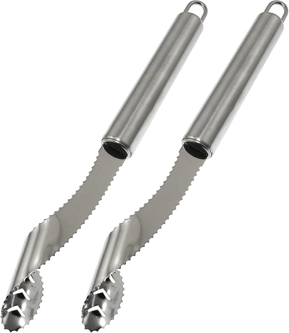 2PCS Stainless Steel Chili Corer Remover Jalapeno Pepper Corer Core Deseeder Serrated Slice with Rubber Handle Seed Remover or Slice Off Vegetables Tops for Kitchen Barbecue