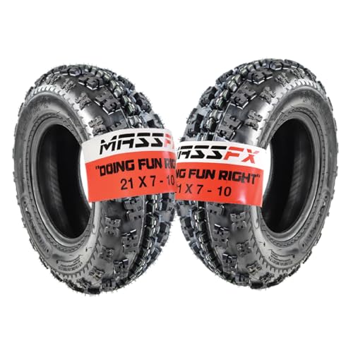 MASSFX 21x7-10 Front Tires 2 for Sport Quad: All-Terrain ATV, Utility-Task UTV, and Side-by-Side SxS Vehicles - 4-Ply with 15mm Tread Depth 21x7x10 2-Pack