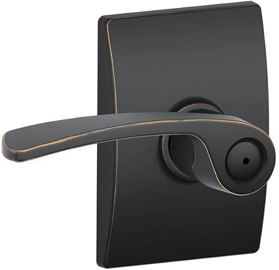 SCHLAGE Merano Bed/Bath Privacy Door Handle with Lock, Aged Bronze