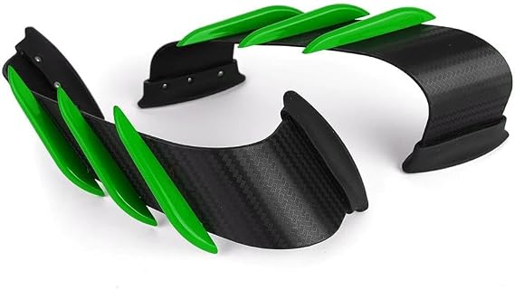For Kawasaki For Ninja250/3000/400/650. For Zx6r,For Zx10r,For Ninja 1000sx Front Fairing Aerodynamic Winglets Side Spoilers Decorative Dynamic Wing Kit Wing Flank Decorate(GREEN)