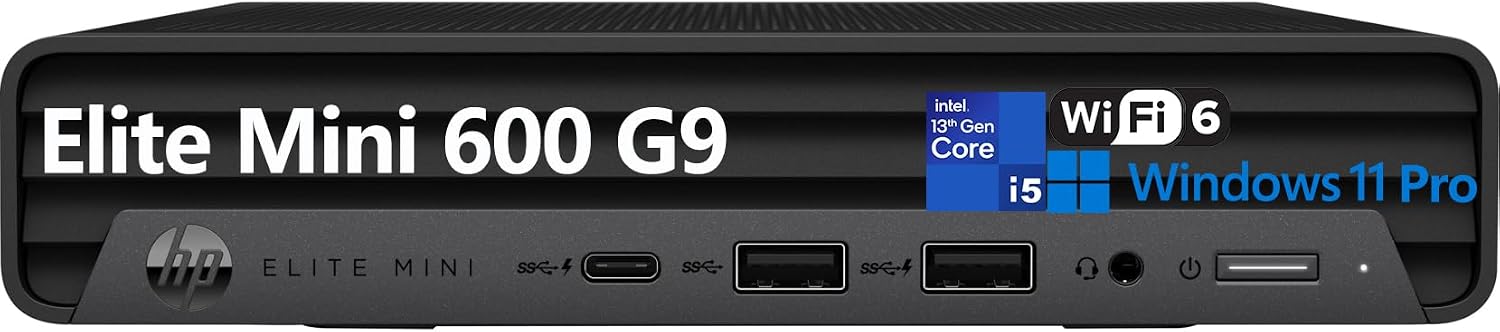 HP Elite Mini 600 G9 MFF Business Desktop Computer, 13th Gen Intel 14-Core i5-13500T Beat i7-12700T, 32GB DDR5 RAM, 1TB PCIe SSD, WiFi 6, Bluetooth, Keyboard and Mouse, Windows 11 Pro, Tichang
