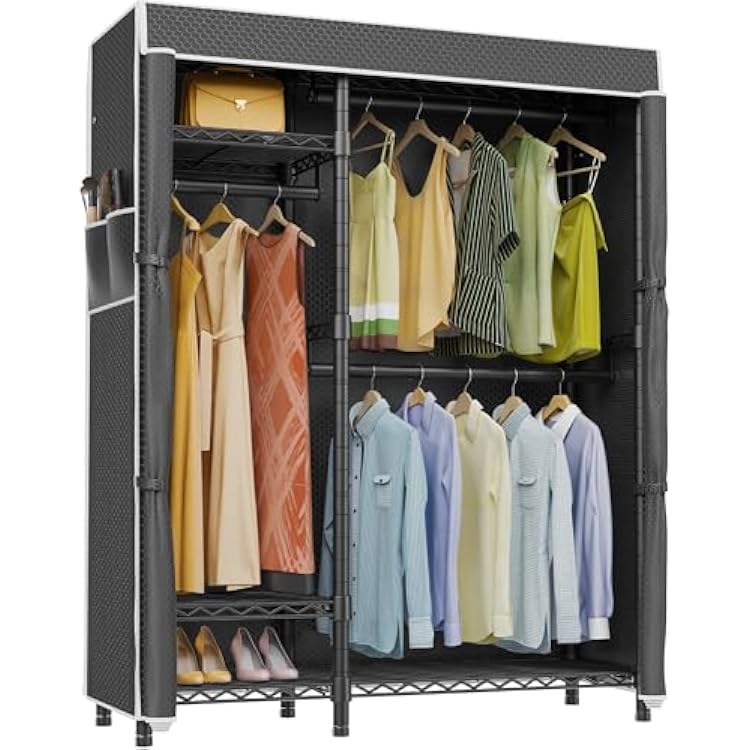VIPEK V2C Heavy Duty Clothes Rack with Upgraded Polyester Cover, Metal Portable Closet with Adjustable Shelves & Hanging Rods, Freestanding Wardrobe Closet for Bedroom, Max Load 700LBS